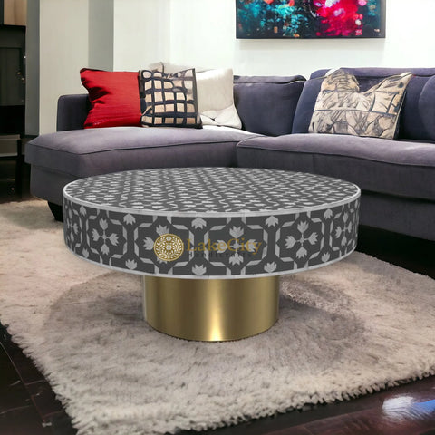 Bone Inlay Lotus Design Coffee Table | Bone Inlay Lotus Design Center Table