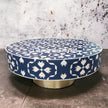 Bone Inlay Lotus Design Coffee Table Navy Blue | Bone Inlay Lotus Design Center Table Navy Blue