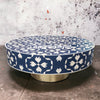 Bone Inlay Lotus Design Coffee Table Navy Blue | Bone Inlay Lotus Design Center Table Navy Blue