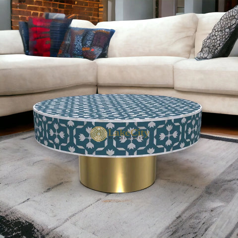 Bone Inlay Lotus Design Coffee Table | Bone Inlay Lotus Design Center Table
