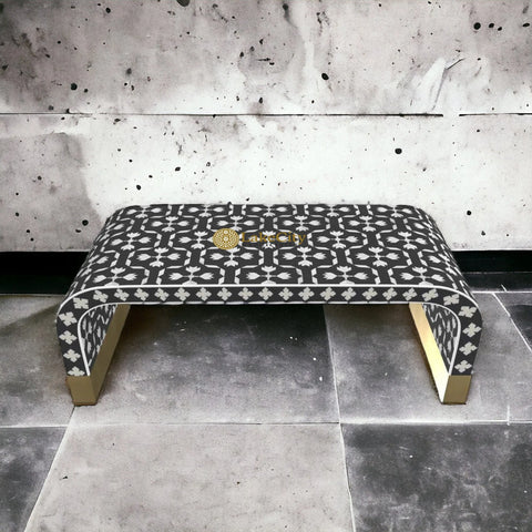 Bone Inlay Waterfall Lotus Design Coffee Table | Bone Inlay Waterfall Lotus Design Center Table