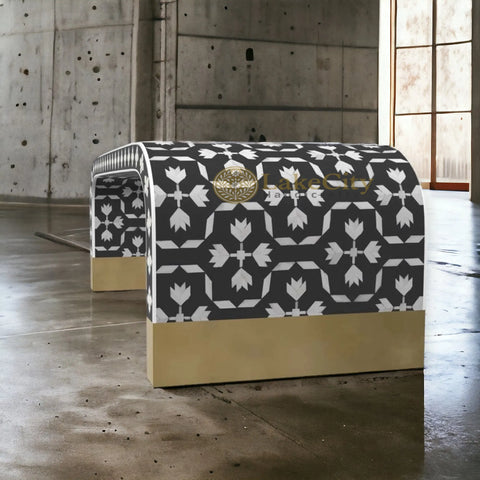 Bone Inlay Waterfall Lotus Design Coffee Table | Bone Inlay Waterfall Lotus Design Center Table