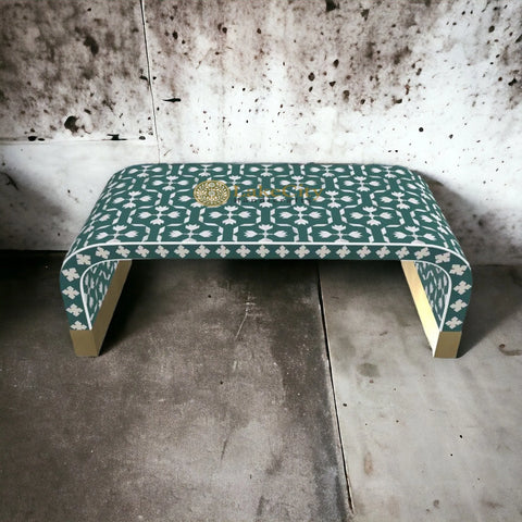 Bone Inlay Waterfall Lotus Design Coffee Table | Bone Inlay Waterfall Lotus Design Center Table