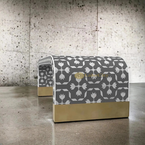 Bone Inlay Waterfall Lotus Design Coffee Table | Bone Inlay Waterfall Lotus Design Center Table