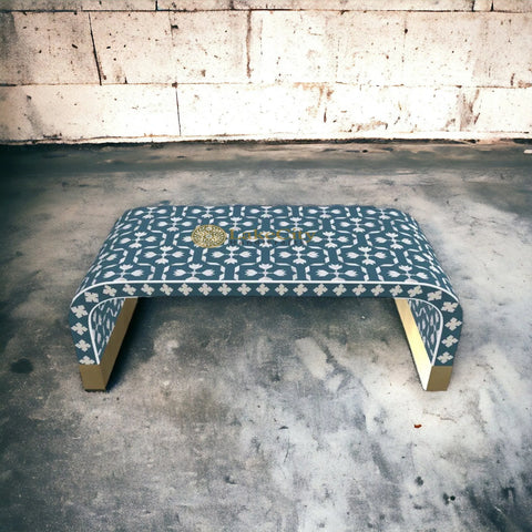 Bone Inlay Waterfall Lotus Design Coffee Table | Bone Inlay Waterfall Lotus Design Center Table