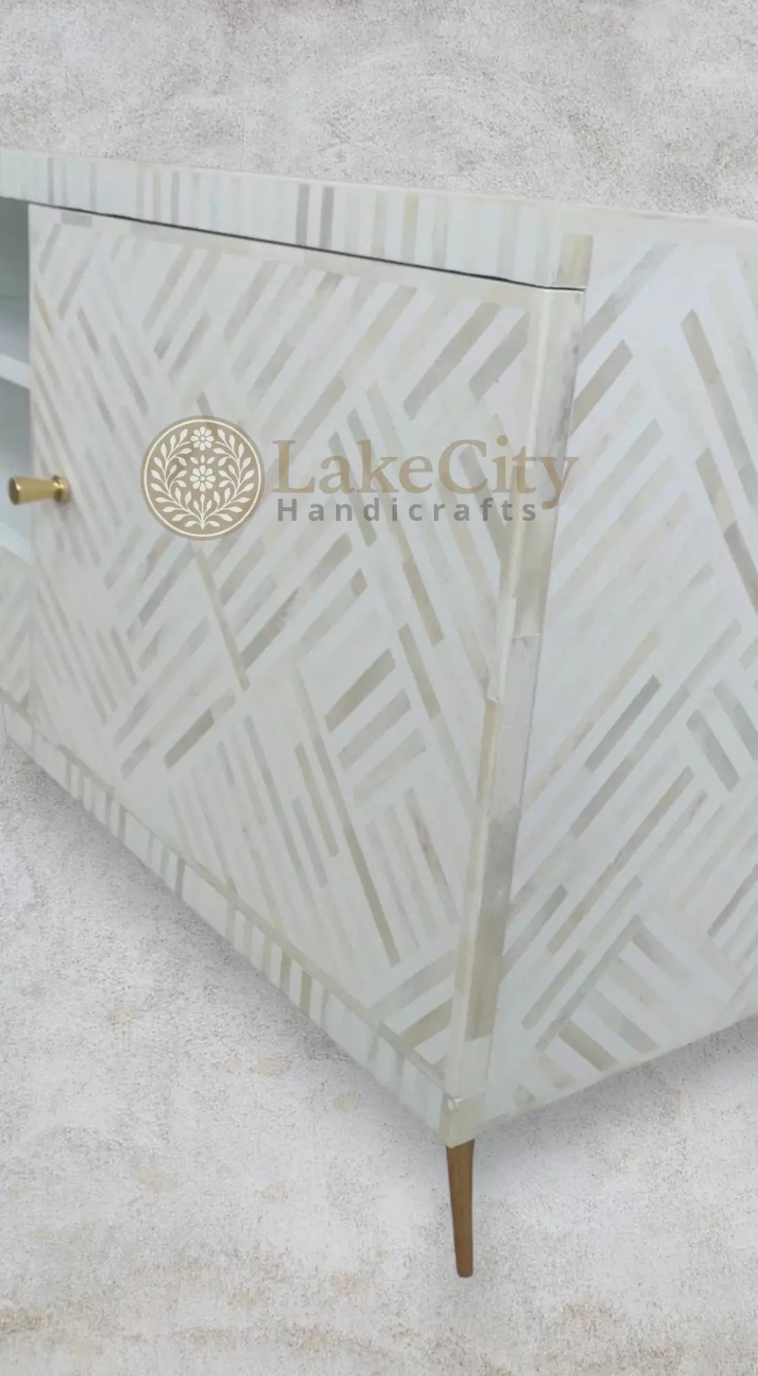 Bone Inlay Madeline Design Media Cabinet White | Bone Inlay Madeline Design Entertainment Unit White