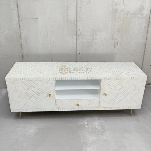 Bone Inlay Madeline Design Media Cabinet White | Bone Inlay Madeline Design Entertainment Unit White