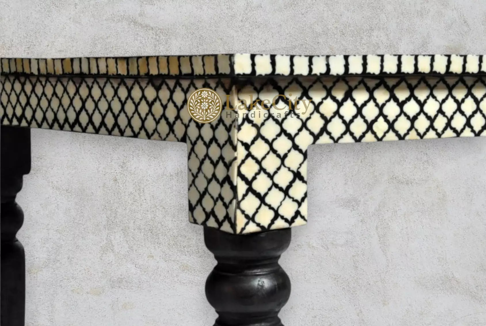Bone Inlay Mehrab Dining Table Black