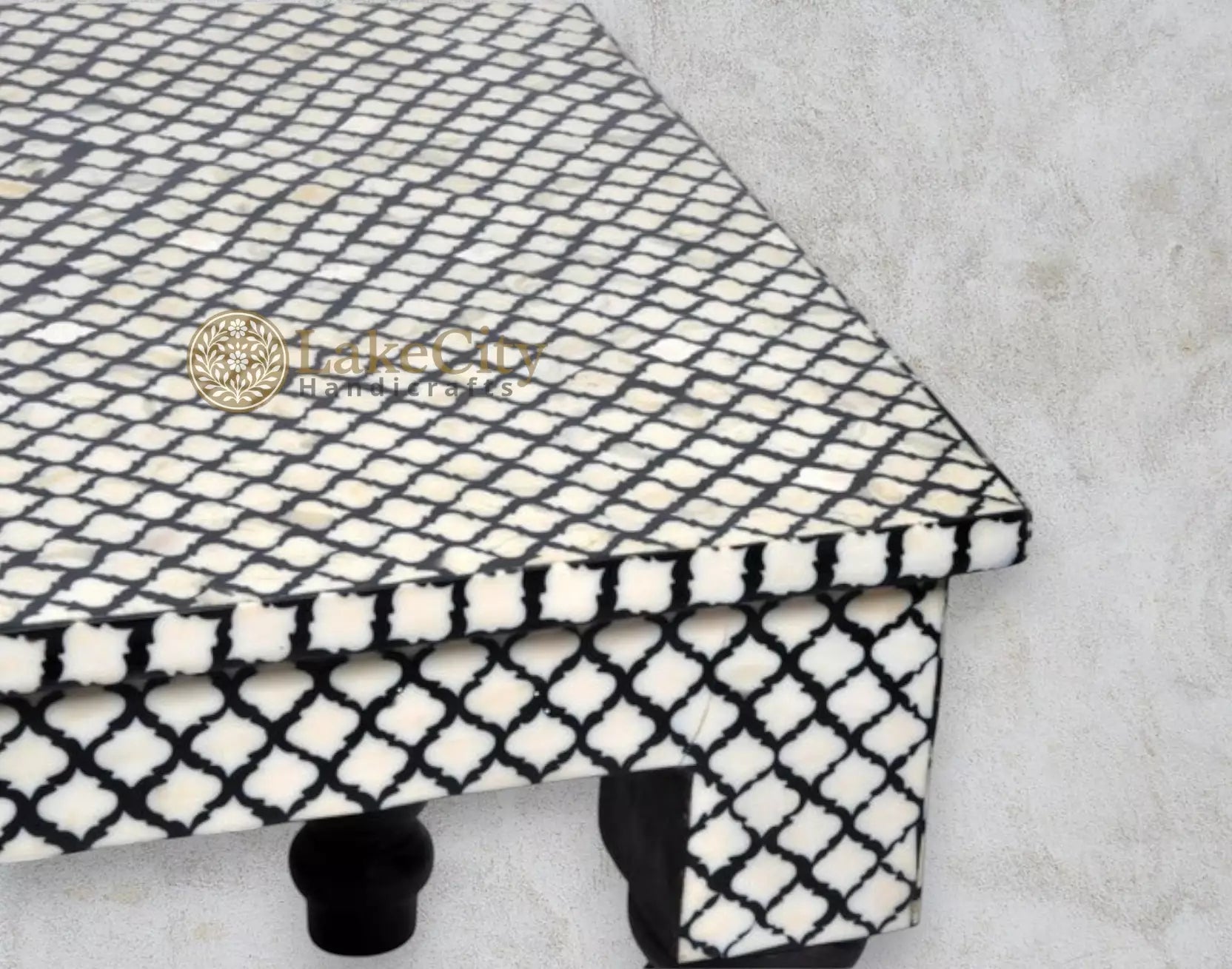Bone Inlay Mehrab Dining Table Black