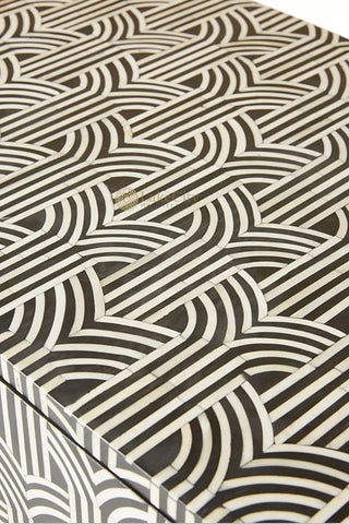 Bone Inlay Midtown Design Three Drawer Dresser Table Black