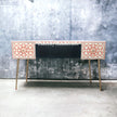 Bone Inlay Moroccan Design 2 Drawers Desk Orange | Bone Inlay Moroccan Design 2 Drawers Console Table Orange