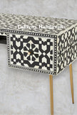 Bone Inlay Moroccan Design 2 Drawers Desk Black | Bone Inlay Moroccan Design 2 Drawers Console Table Black