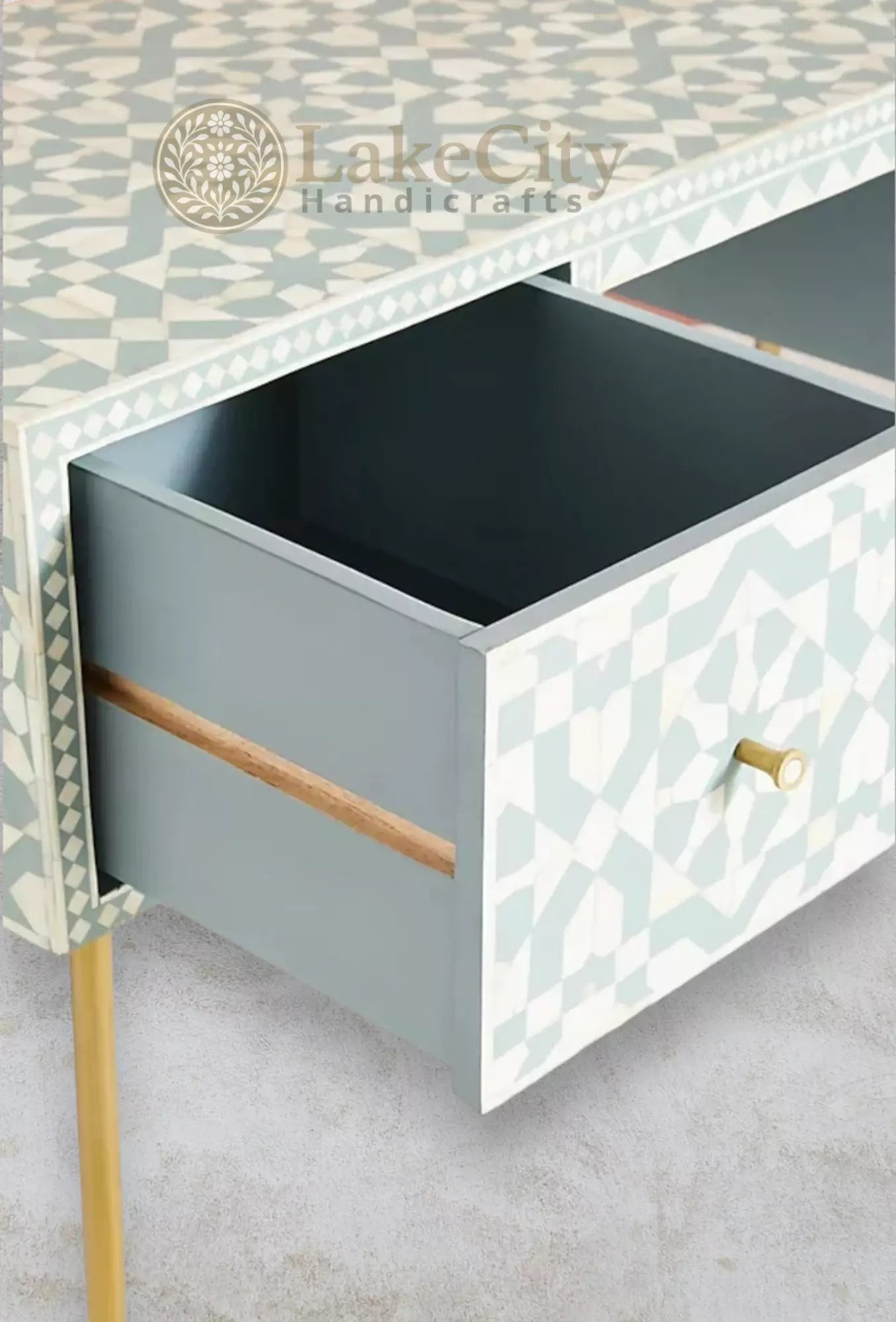Bone Inlay Moroccan Design 2 Drawers Desk | Console Table With Multi Colors