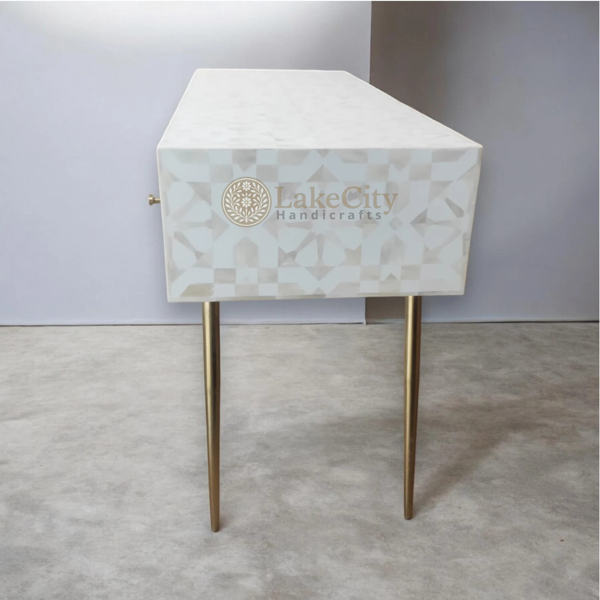 Bone Inlay Moroccan Design 2 Drawers Desk | Console Table With Multi Colors