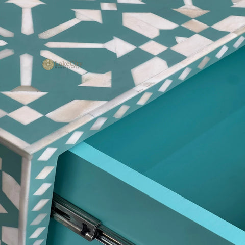 Bone Inlay Moroccan 3 Drawers Chest Green