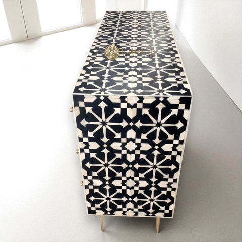 Bone Inlay Moroccan Design 9 Drawers Chest
