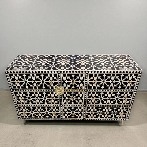 Bone Inlay Moroccan Design 9 Drawers Chest