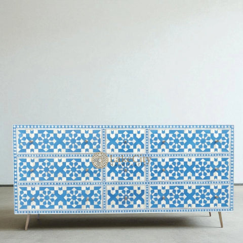 Bone Inlay Moroccan Design 9 Drawers Chest
