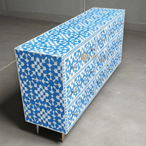 Bone Inlay Moroccan Design 9 Drawers Chest