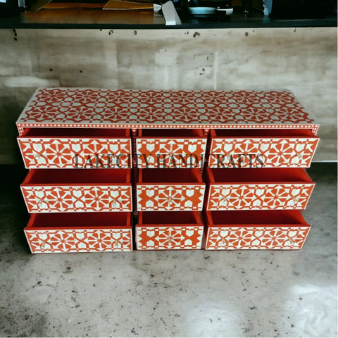 Bone Inlay Moroccan Design 9 Drawers Chest