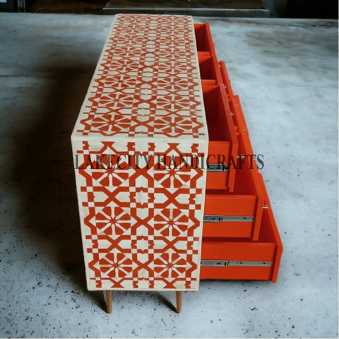Bone Inlay Moroccan Design 9 Drawers Chest