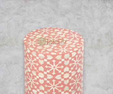 Mesa auxiliar de diseño marroquí con incrustaciones de hueso en beige | Mesa auxiliar de diseño marroquí con incrustaciones de hueso en beige