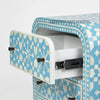 Bone Inlay Moroccan Design Waterfall 2 Drawers Bedside Table Blue