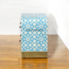 Bone Inlay Moroccan Design Waterfall 2 Drawers Bedside Table Blue