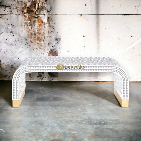 Bone Inlay Moroccan Design Waterfall Coffee Table | Bone Inlay Moroccan Design Waterfall Center Table