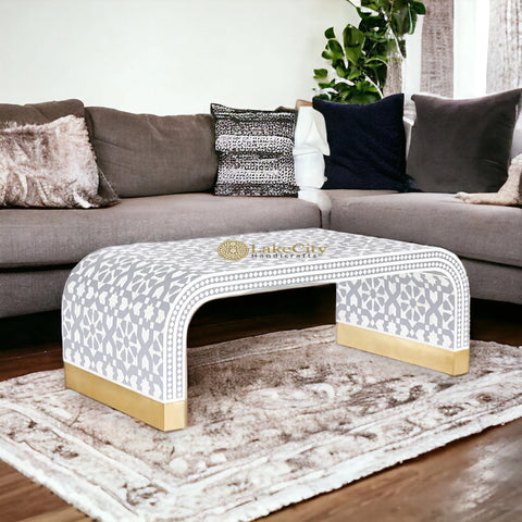 Bone Inlay Moroccan Design Waterfall Coffee Table | Bone Inlay Moroccan Design Waterfall Center Table