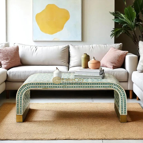 Bone Inlay Moroccan Design Waterfall Coffee Table | Bone Inlay Moroccan Design Waterfall Center Table