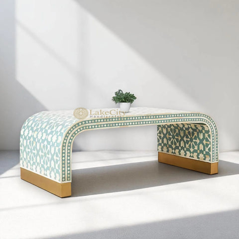 Bone Inlay Moroccan Design Waterfall Coffee Table | Bone Inlay Moroccan Design Waterfall Center Table
