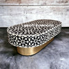 Bone Inlay Moroccan Design Oval Shape Coffee Table Black | Bone Inlay Moroccan Design Oval Shape Center Table Black