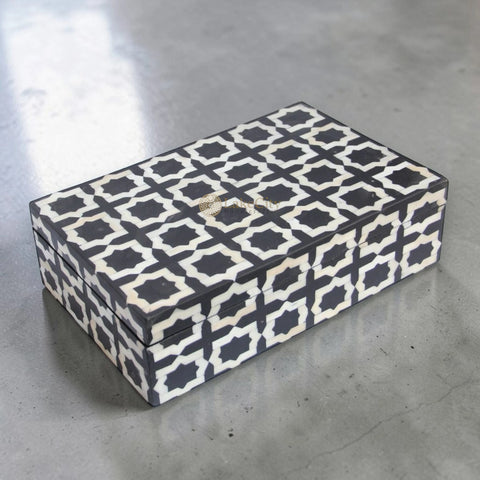 Bone Inlay Moroccan Pattern Box Black