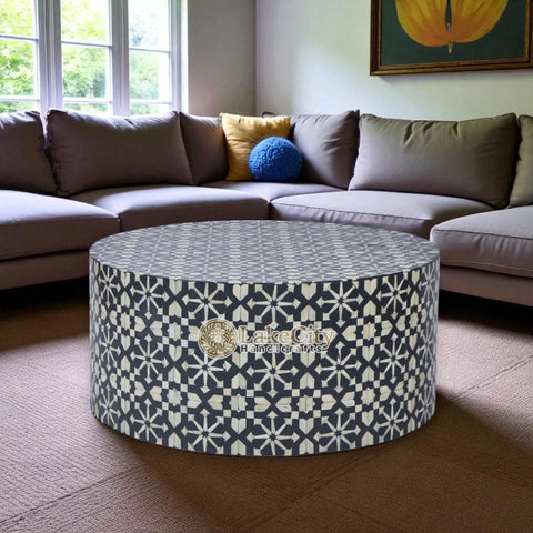 Bone Inlay Moroccan Design Round Coffee Table | Bone Inlay Moroccan Design Centre Table