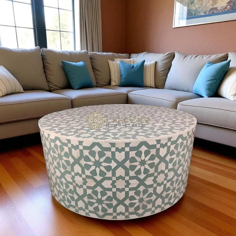 Bone Inlay Moroccan Design Round Coffee Table | Bone Inlay Moroccan Design Centre Table