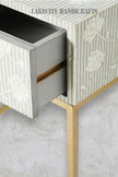 Bone Inlay Motif Design 1 Drawer Bedside Table Grey | Bone Inlay Motif Design 1 Drawer Nightstand Table Grey