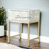 Bone Inlay Motif Design 1 Drawer Bedside Table Grey | Bone Inlay Motif Design 1 Drawer Nightstand Table Grey