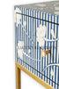 Bone Inlay Motif Design 1 Drawer Bedside Table Indigo Blue | Bone Inlay Motif Design 1 Drawer Nightstand Table Indigo Blue