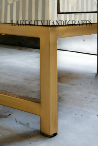 Bone Inlay Motif Design Ada 3 Drawers Dresser Table Grey