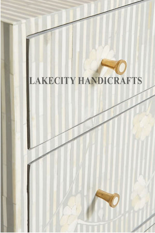 Bone Inlay Motif Design Ada 6 Drawers Chest | Bone Inlay Motif Design Ada 6 Drawers Dresser Table