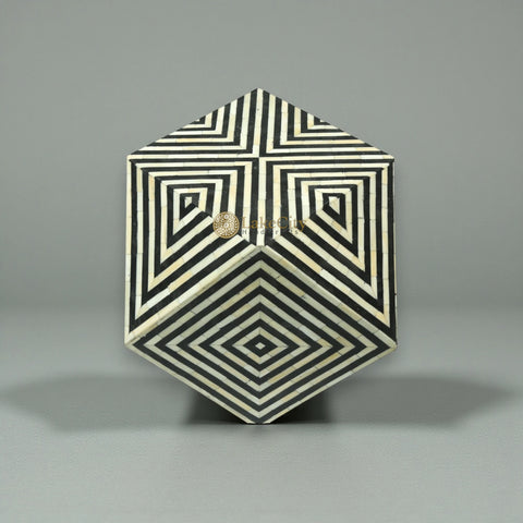 Bone Inlay Octagonal Round Stool Black