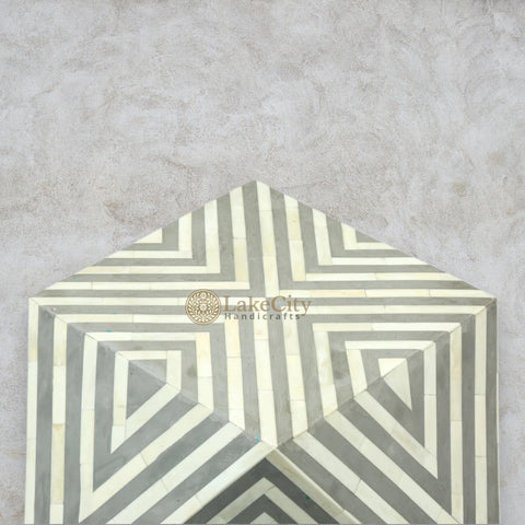 Bone Inlay Octagonal Round Stool Grey