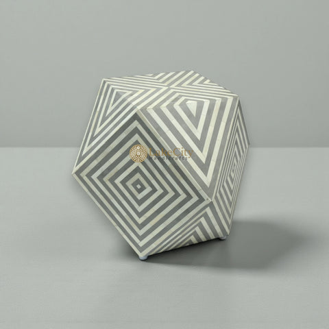 Bone Inlay Octagonal Round Stool Grey