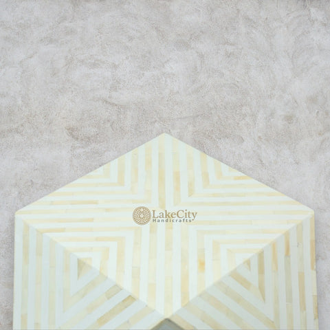 Bone Inlay Octagonal Round Stool White