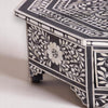 Bone Inlay Octagonal Shape Floral Design Coffee Table Black With Drawer