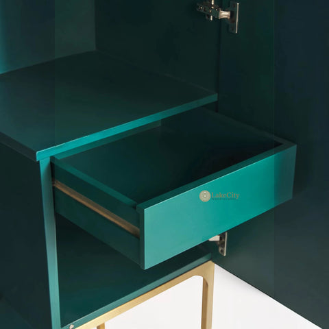 Bone Inlay Optical 2 Doors Bar Cabinet Black