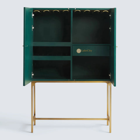 Bone Inlay Optical 2 Doors Bar Cabinet Black