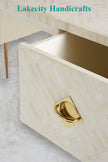 Bone Inlay Optical Design 2 Drawers Desk White | Bone Inlay Optical Design 2 Drawers Console Table White