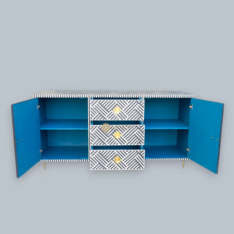Buffet avec incrustations d'os optiques noires